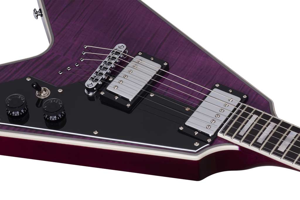 Schecter V-1 Custom Electric Guitar - Transparent Purple