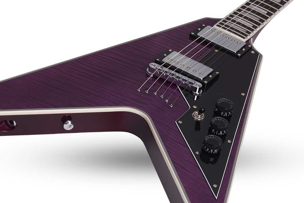 Schecter V-1 Custom Electric Guitar - Transparent Purple