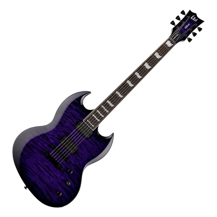 ESP LTD Viper-1000QM Electric Guitar with Quilted Maple Top in See Thru Purple Sunburst 