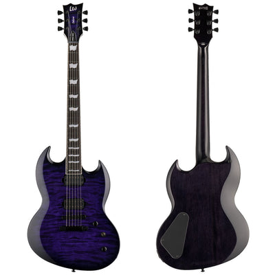 ESP LTD Viper-1000QM Electric Guitar with Quilted Maple Top in See Thru Purple Sunburst