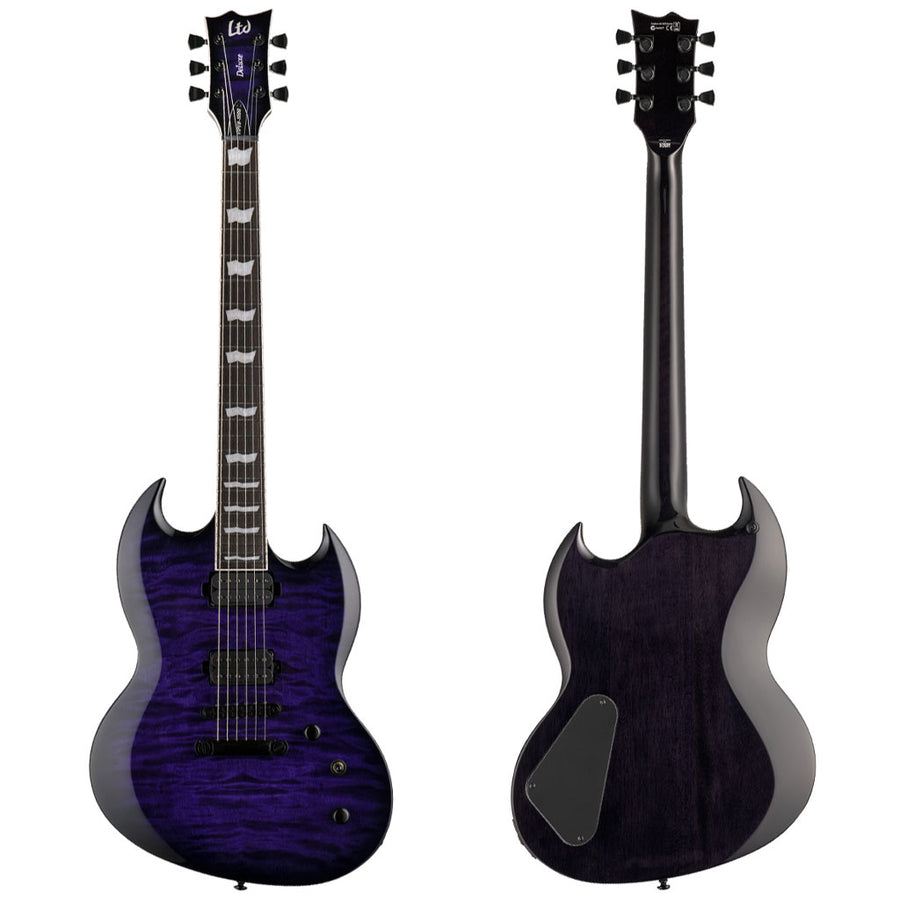 ESP LTD Viper-1000QM Electric Guitar with Quilted Maple Top in See Thru Purple Sunburst 