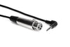 Hosa 15' XLR3F to Right Angle 3.5mm TRS Microphone Cable XVM-115