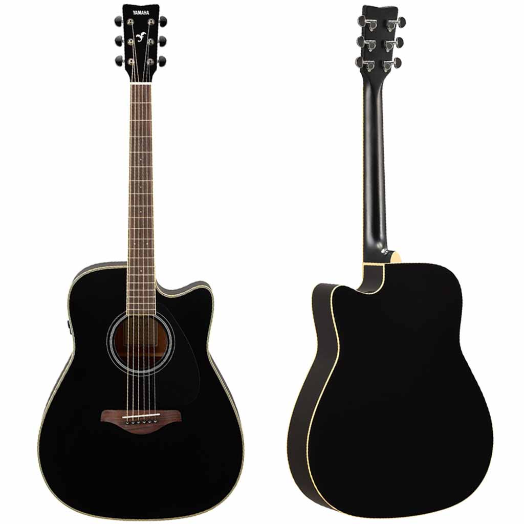 Yamaha FGC-TA TransAcoustic Dreadnought Acoustic Electric Guitar with Cutaway in Black