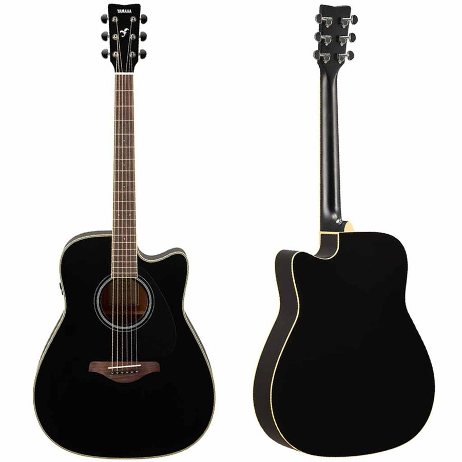 Yamaha FGC-TA TransAcoustic Dreadnought Acoustic Electric Guitar with Cutaway in Black