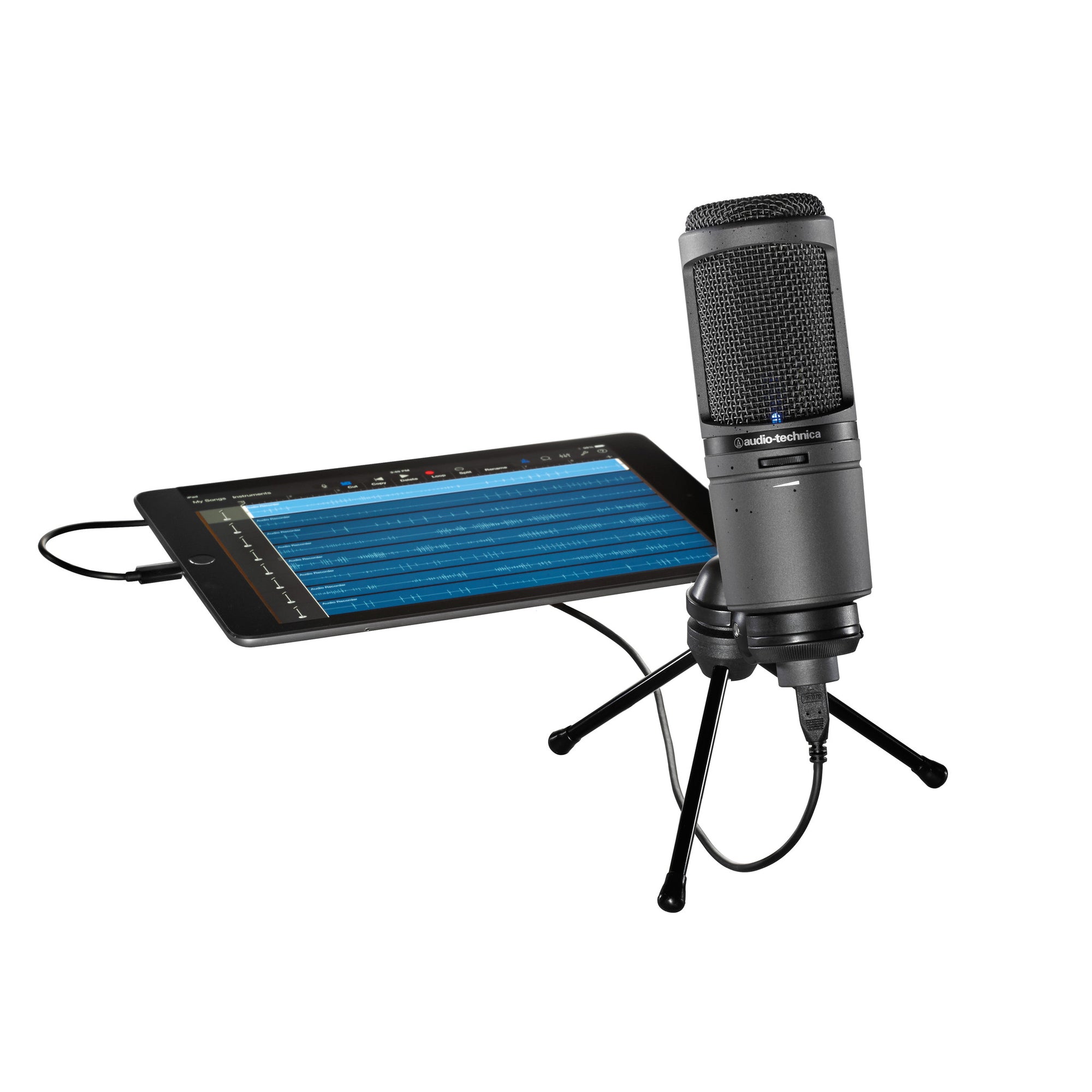Audio Technica AT2020USBi Cardioid Condenser USB Microphone Audio Technica Condenser Microphone Combining high-resolution audio with increased connectivity options, the AT2020USBi cardioid condenser microphone adds a new level sound-quality and ...