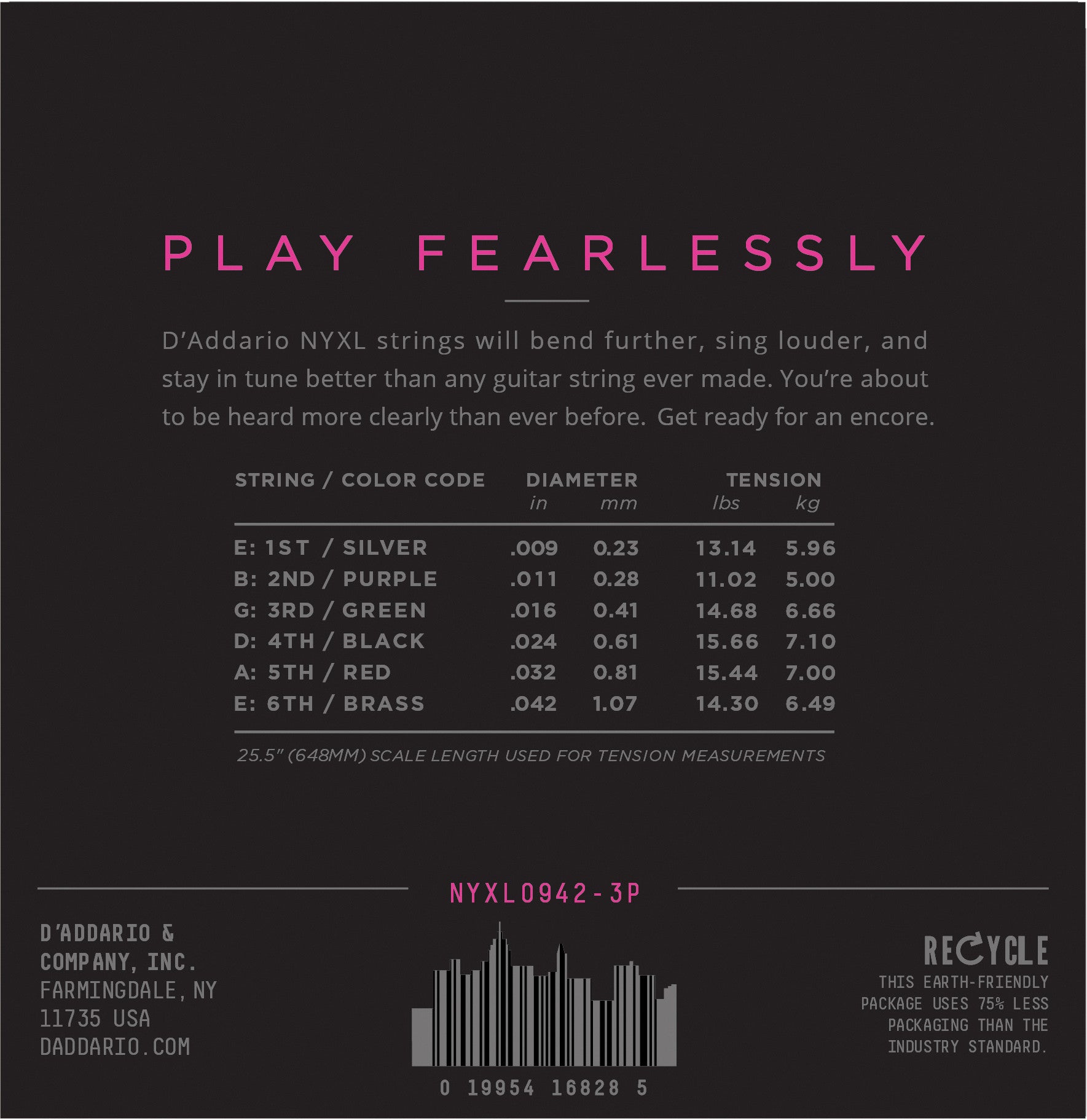 D'Addario 3 Pack NYXL0942-3P Nickel Wound 09-42 Electric Guitar String Sets