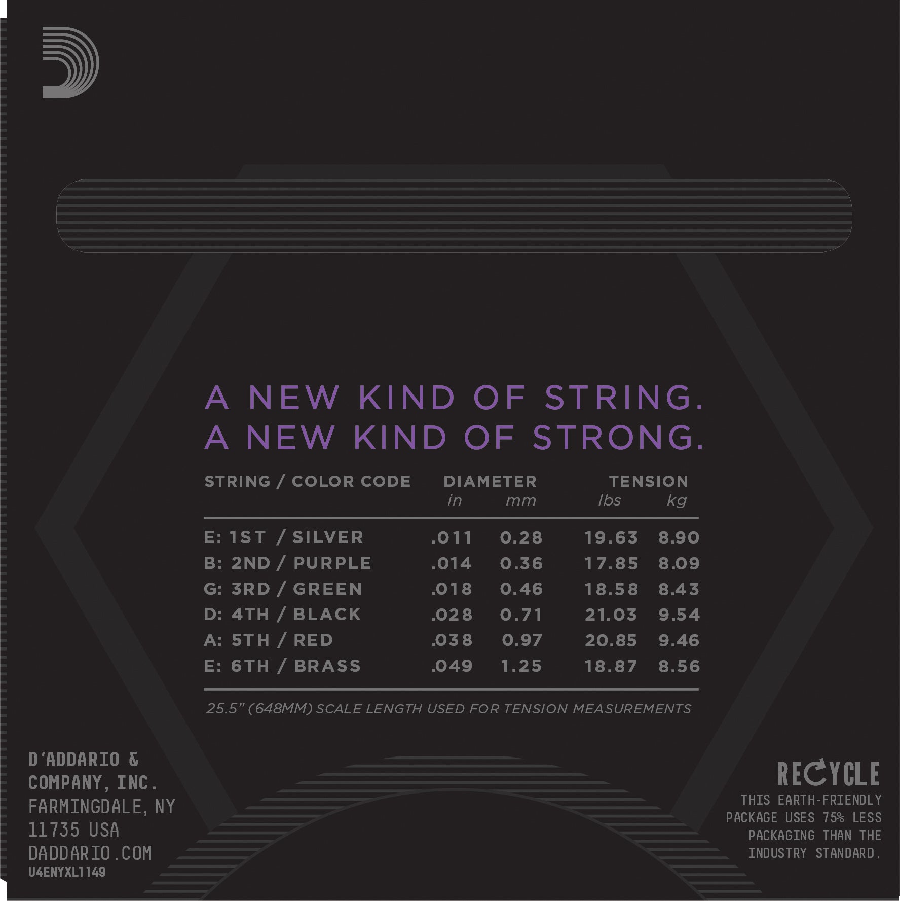 D’Addario NYXL1149 Nickel Wound Medium Electric Guitar Strings 11-49