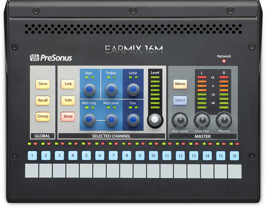 PreSonus EarMix16M 16-Channel AVB Networked Personal Monitor Mixer