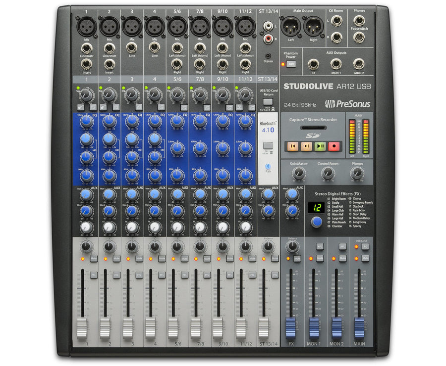 Presonus AR12 USB 14 Channel Hybrid Performance and Recording Mixer