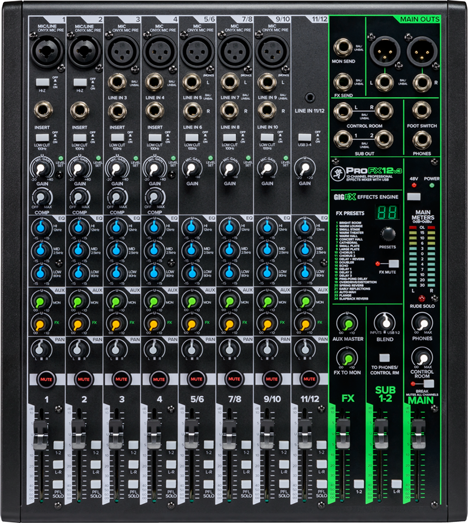 Mackie ProFX12v3 12 Channel Mixer w/ Built-in Effects Mackie Mixer Mackie ProFX12v3 12 Channel Mixer w/ Built-in Effects Mackie Mixer